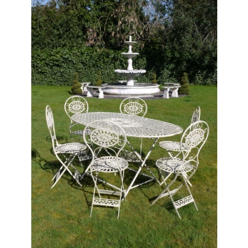 Wrought Iron Large Table & 6 Chairs â€“ Country Cream