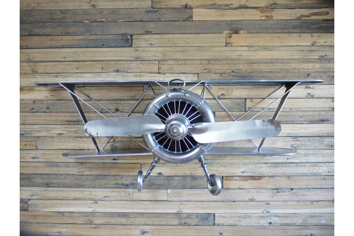 Silver Shabby Metal Aeroplane Shelf